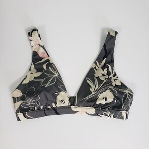 ATHLETA Aqualuxe Wildflower Plunge Bikini Top Gray Sz XS